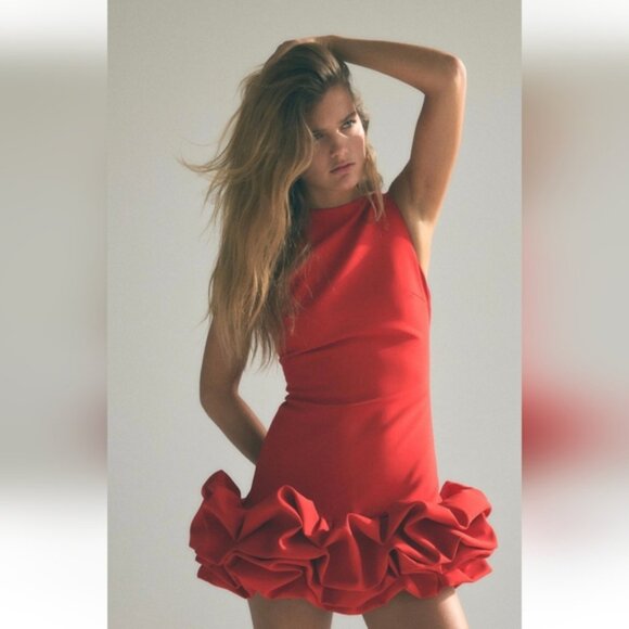 ZARA COMBINATION PUFF HEM JUMPSUIT DRESS - Picture 2 of 9